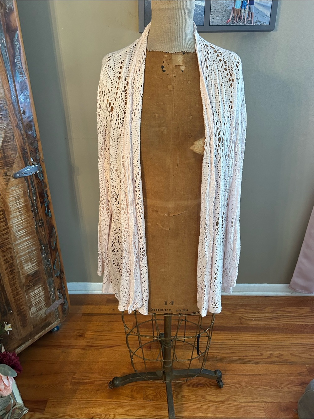 Beyond Capri Elegant Light Pink Open-Knit Women's Sweater Cardigan | One Size